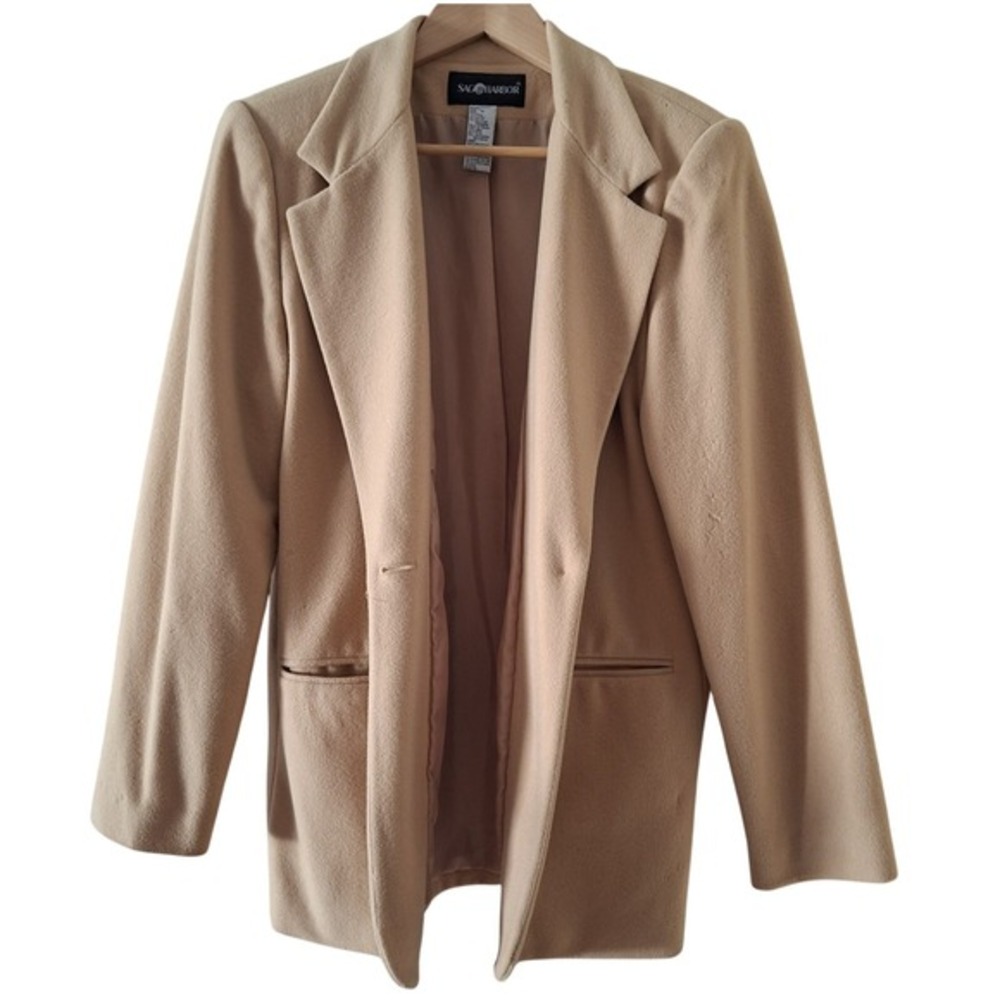 Sag Harbor Blazer Jacket Women 12 Camel Tan Brown Wool Cashmere Vintage Academia
